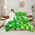 thumbnail image 4 of Homewish Gradient Plaid Grid 3 Pieces Queen Comforter Set For Boys Girls,Futuristic Cubes Ultra Soft Bedding Sets,Abstract Geometric Bedding Comforter Set,Super Cozy Room Decor,Reversible, 4 of 8