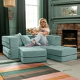 thumbnail image 6 of Jaxx Zipline Convertible Sleeper Loveseat & Ottomans, Textured Microvelvet - Dove Grey, 6 of 7