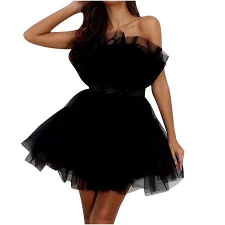 Tulle Dress for Women Strapless Poofy Prom Puffy Princess Mini Dress Cocktail Party Gown Graduation Homecoming Dress