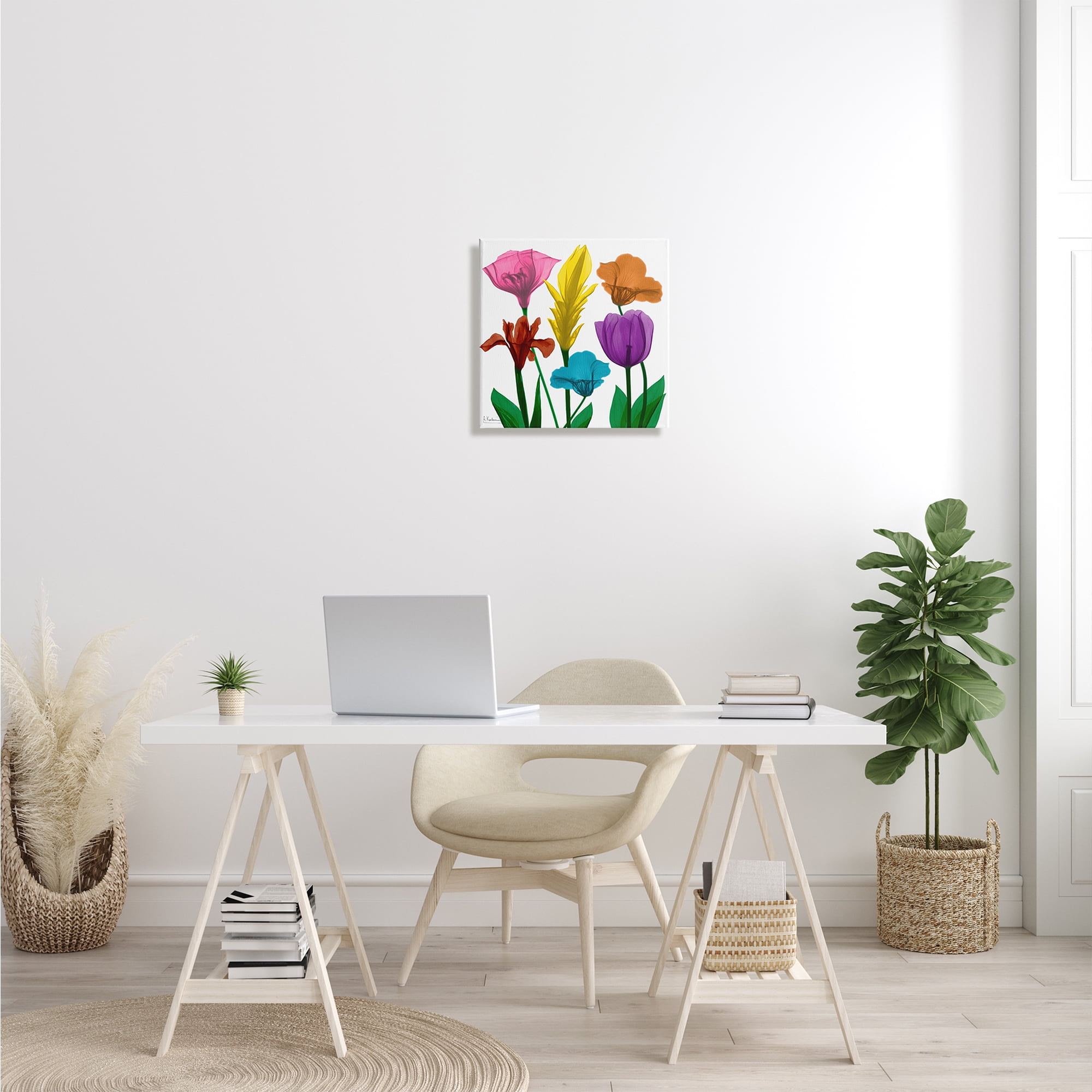 Bold Rainbow Spring Flowers Translucent Floral Photography Botanical & Floral Gallery-Wrapped Canvas Print Wall Art, 17x17