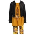 thumbnail image 1 of Little Girl 4 Pieces Hoodie Jacket Tank Top Legging Floral Holiday Girls Pant Set Mustard 4 JKS 2099 BNY Corner, 1 of 5