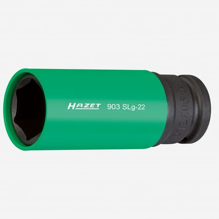 UPC: 4000896155453 | Hazet 903SLG-22 Impact socket (6-point) 22mm x 1/2  Lug Nut Impact Socket with Plastic Sleeve