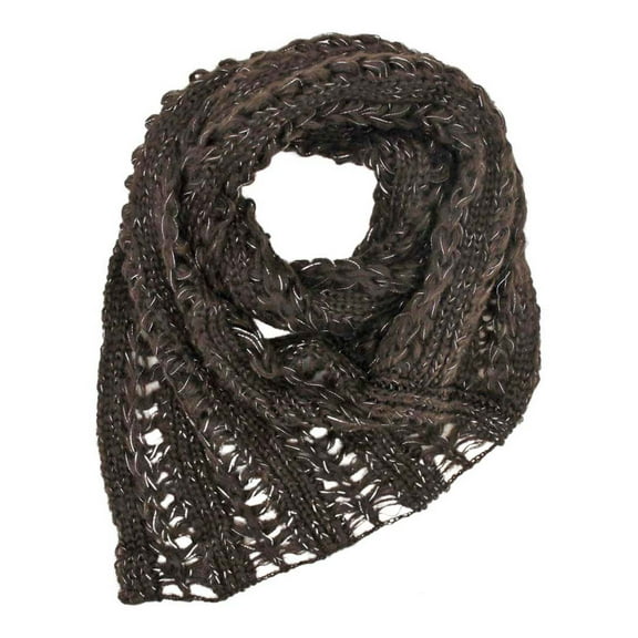 Brown Metallic Knit Triangle Infinity Scarf