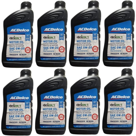 ACDelco 109326 0W-20 dexos1 Gen 3 Full Synthetic Motor Oil 1 Quart (8 pack)