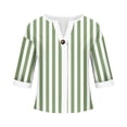 thumbnail image 5 of VEKDONE 3/4 Length Sleeve Stripe Tops for Women Summer Button Down V-Neck Tunic Tops Casual Loose Fit Lightweight Blouse Fashion Clothes Green S, 5 of 5