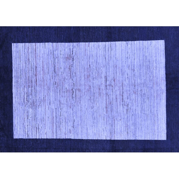 Ahgly Company Machine Washable Indoor Rectangle Oriental Blue Modern Area Rugs, 2' x 5'