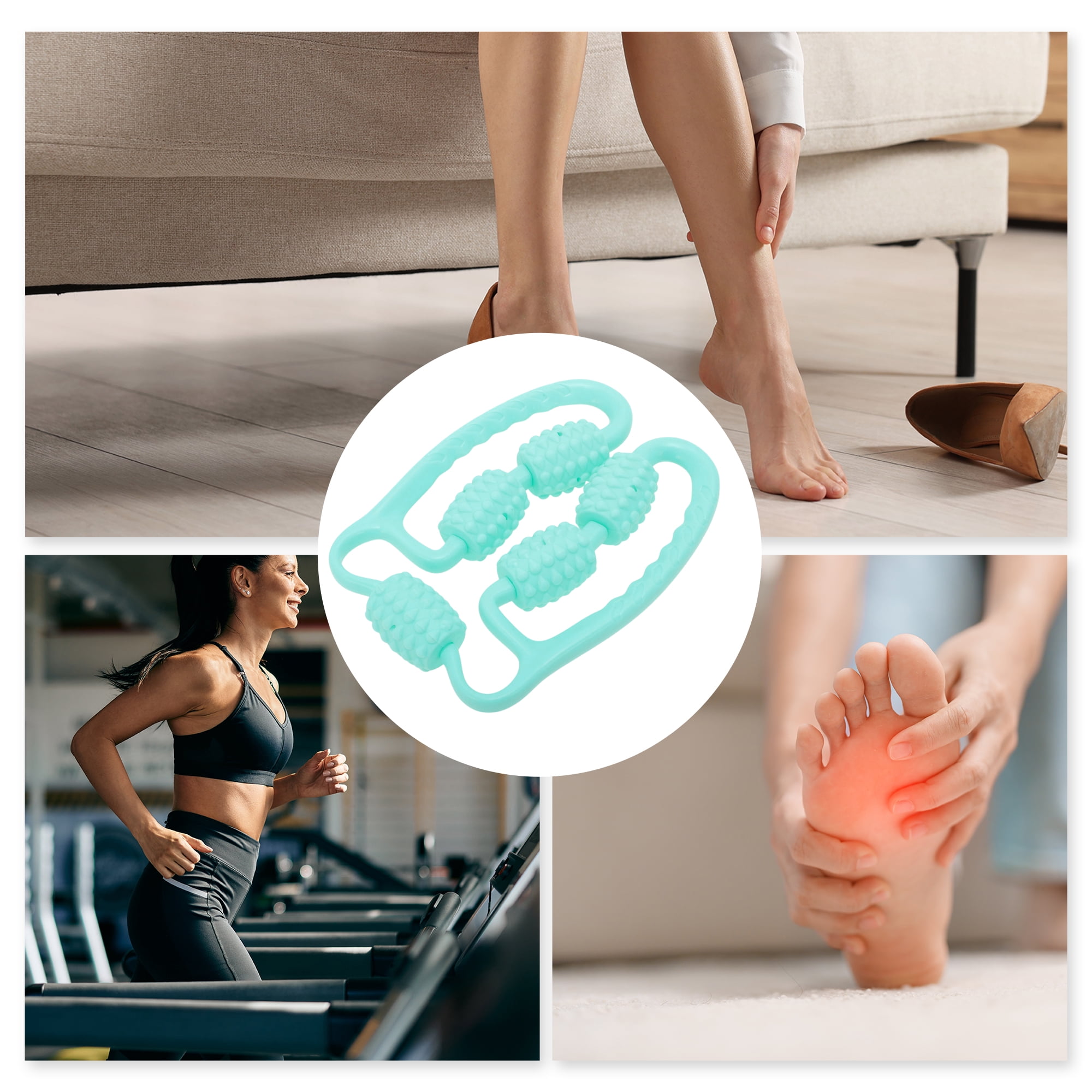 Unique Bargains Durable Useful 1 Pc Durable Five Wheel Foot Massager Blue Green