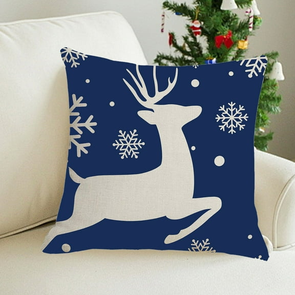 Nilvkv 18x18in Red White Christmas Pillow Covers Snowflake Deer for Sofa Bed Car Decor, Christmas Decorations, CHRlSTMAS-GlFTs