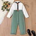 thumbnail image 5 of PatPat 2 Pieces Boys Bow Tie Long Sleeve Dress Shirt and Suspender Pants Set Size 5-12, 5 of 6