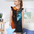 thumbnail image 4 of Balery Red And Blue Fire Cat Camisón de princesa para niñas, pijama de algodón con mangas abullonadas, suave y bonito.-Small, 4 of 6