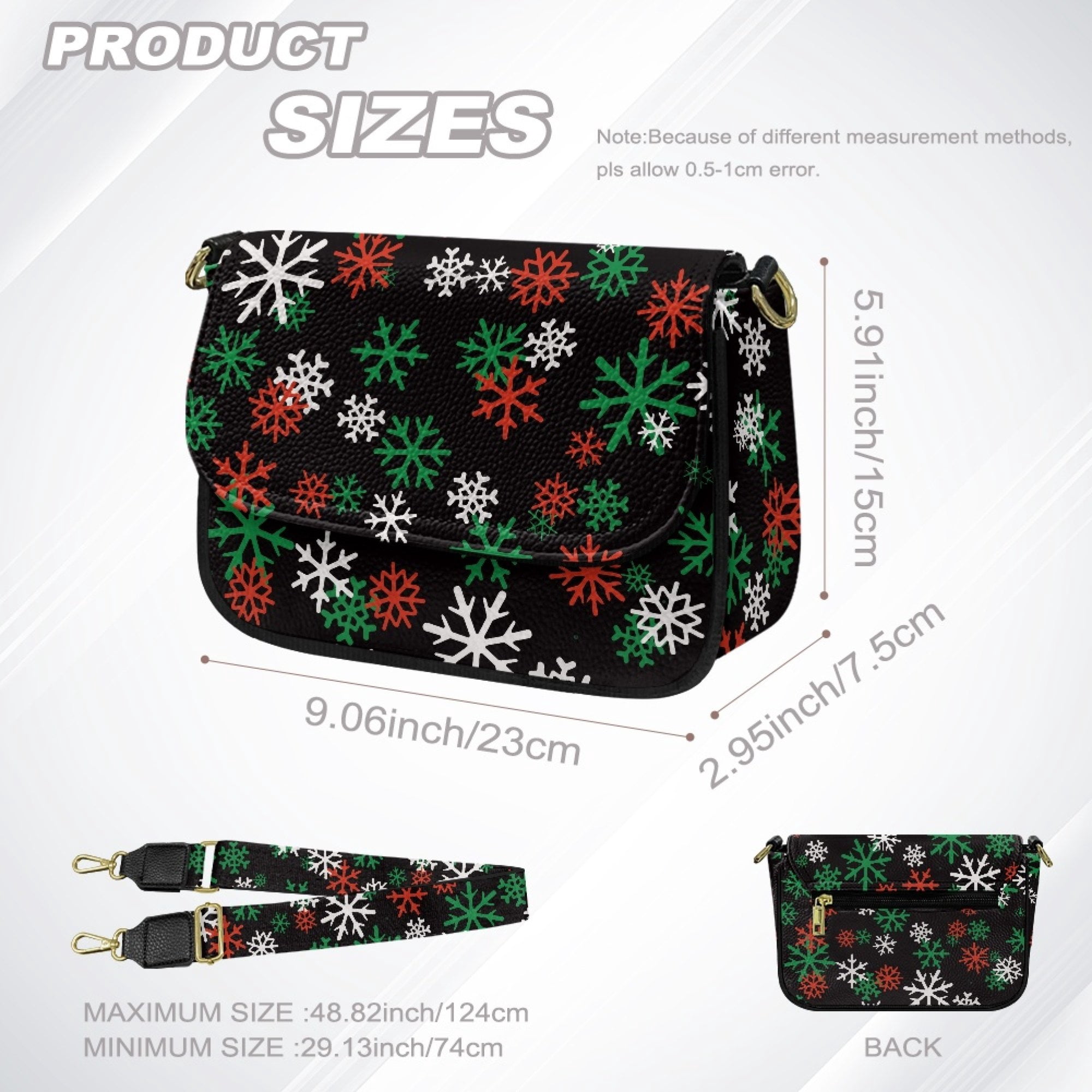 ZUXONGSY Snowflake Print Shoulder Bag for Women Trendy Crossbody Purse Fashion Satchel with Adjustable Wide Strap for Working Dating
