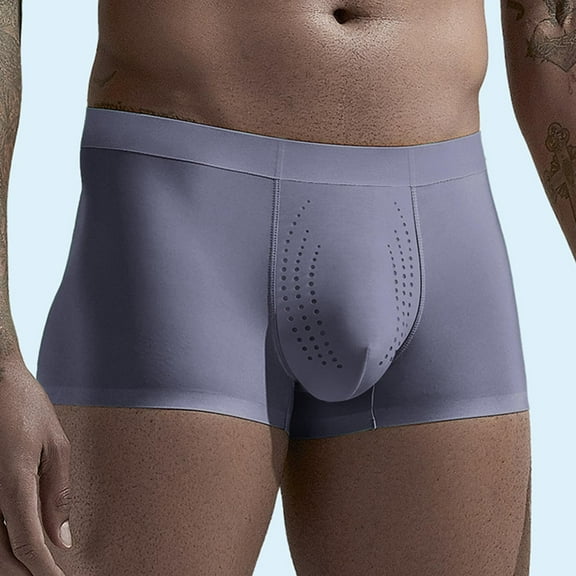 Mens Underwear Men's Ice Silk Seamless Breathable Boxer Shorts for Summer - Solid Color Comfortable Flat Front Underwear, Size L-4XL