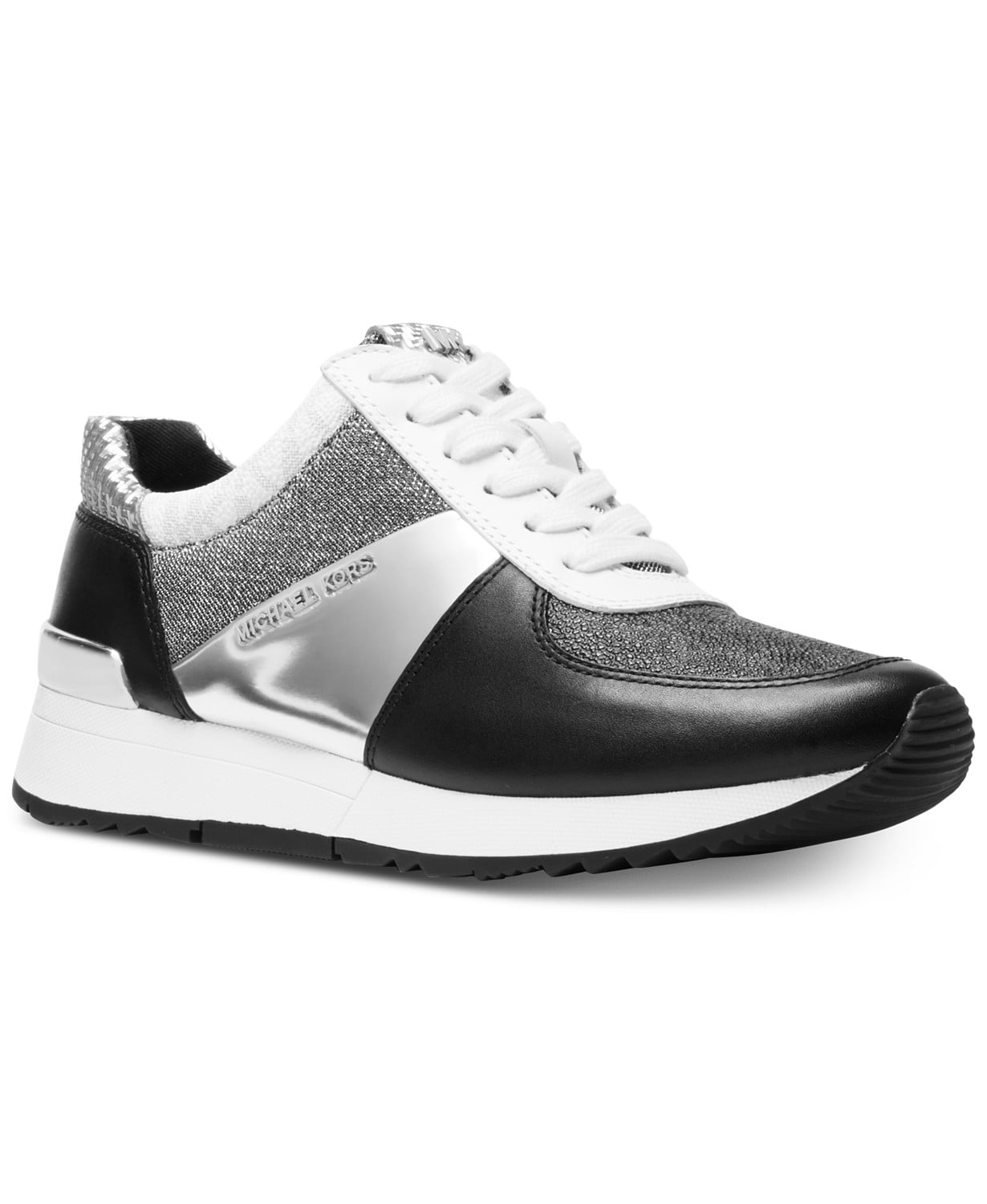 small Playground equipment combat Michael Kors Women's Allie Trainer Leather Metallic Sneakers Shoes Black  Silver (7.5) - Walmart.com