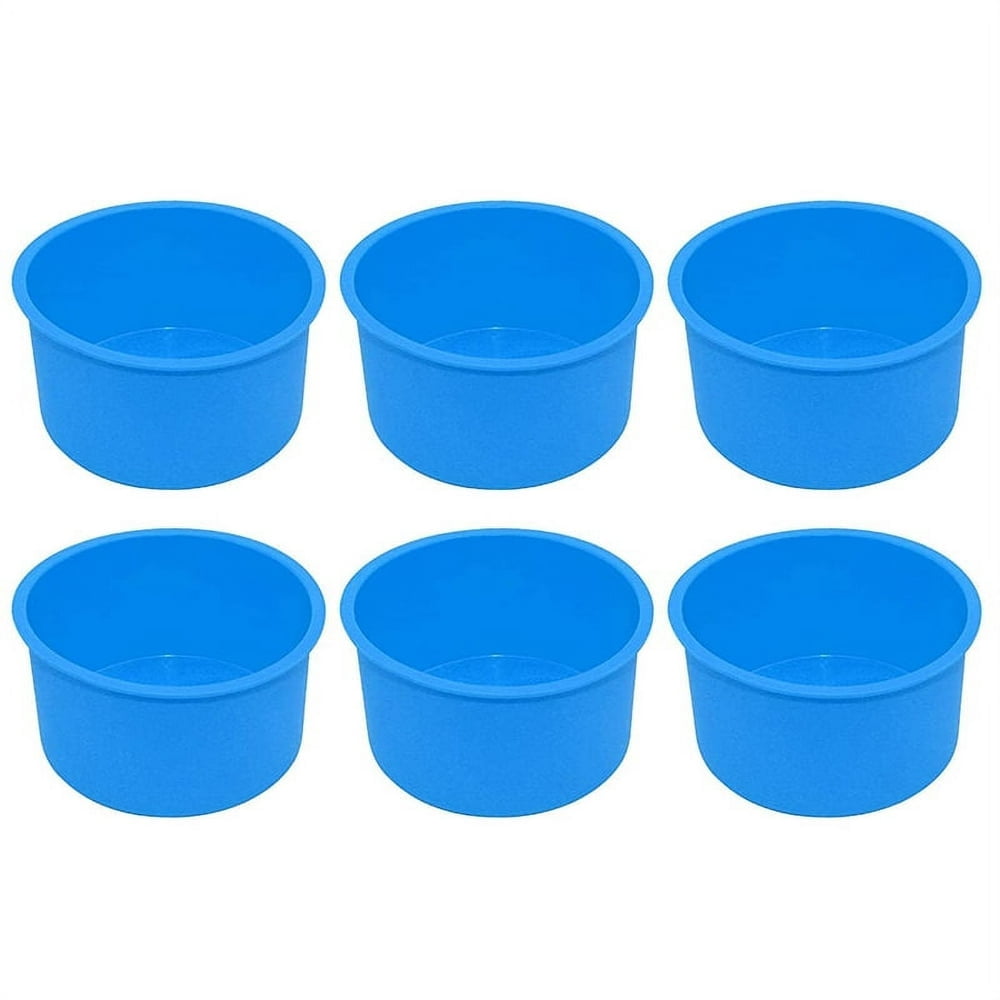 Silicone Mini Cake Molds 4 Inch  Baking Pan Non-Stick Silicone Baking Mold Bakeware Pan Reusable Blue  Set of 6