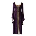 thumbnail image 3 of XVJRHAK Sun Dresses for Women Casual Women's Vintage Celtic Medieval Floor Length Renaissance Gothic Cosplay Dress Mid-Length(Purple,M), 3 of 5