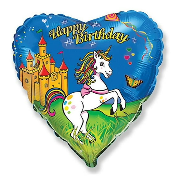 18 inch Birthday Unicorn Foil Mylar Balloon - Party Supplies Decorations