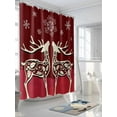 thumbnail image 3 of Christmas Elk Standard Shower Curtain Set, Waterproof Shower Curtains for Bathroom, Xmas Deer Abstract Art Winter Holiday Washable Fabric Cloth Bath Curtain for Bathtub with Hooks 72x72 Inches, 3 of 6