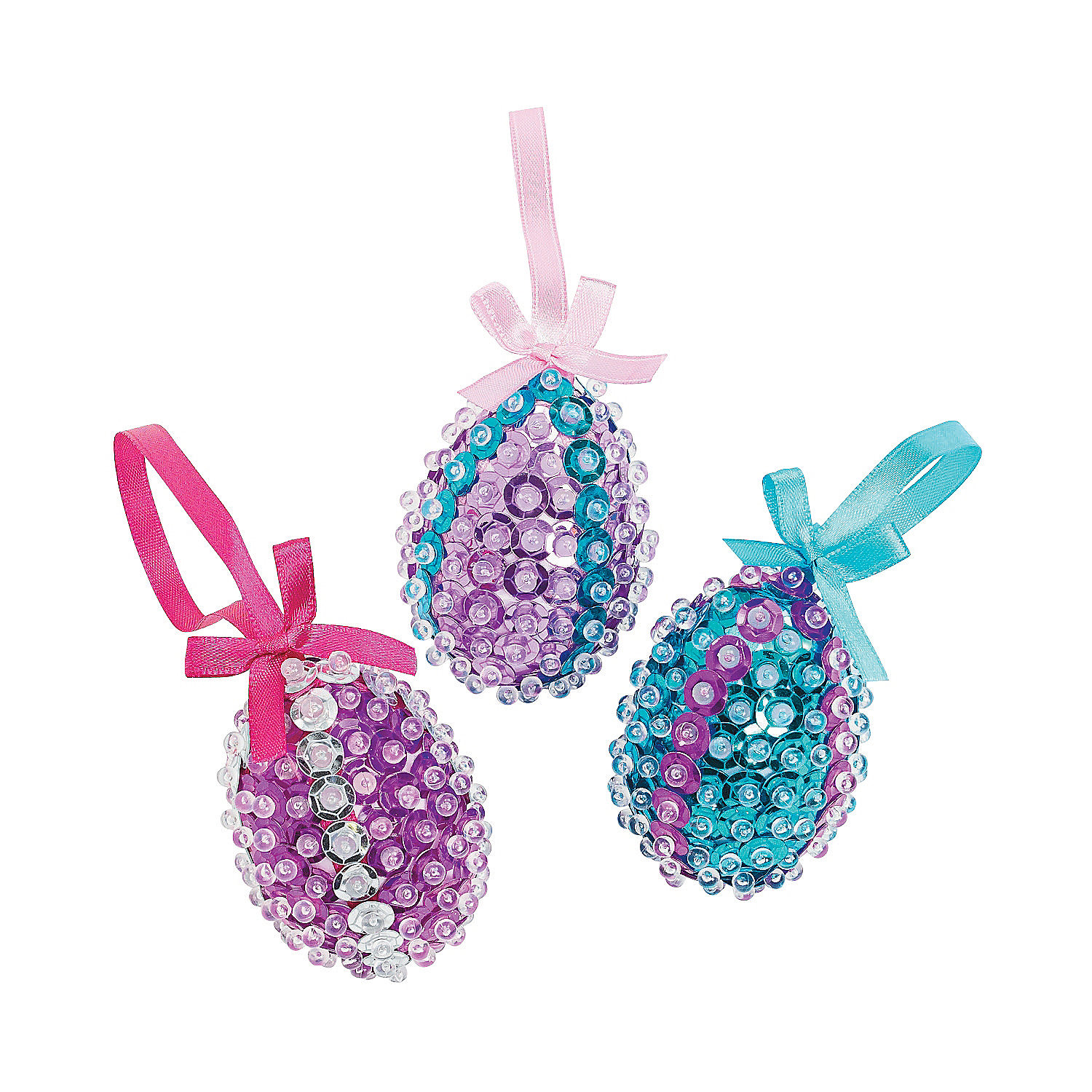 Sequin Egg Ornament Craft Kit Craft Kits 12 Pieces