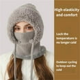 thumbnail image 7 of 3 in 1 Beanie Hat with Scarf and Mask for Women, Women's Outdoors Windproof Plush-Lined Warm Hat, 7 of 7
