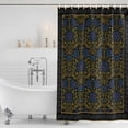 thumbnail image 3 of Vintage Navy Blue Roses Shower Curtain, Waterproof Shower Curtains for Bathroom, Abstract Art Floral Green Leaves Washable Fabric Bathtub Curtain Set Bath Decor with 12 Hooks 72"x78", 3 of 8