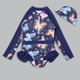 thumbnail image 2 of RUTAYY Infant Baby Girls Long Sleeve Floral Printed Ruffles Swimsuit Rash Guard Shirts Bathing Suit Beach Vacation Tropical Swimwear Beachwear, 4-5 Years, 2 of 3