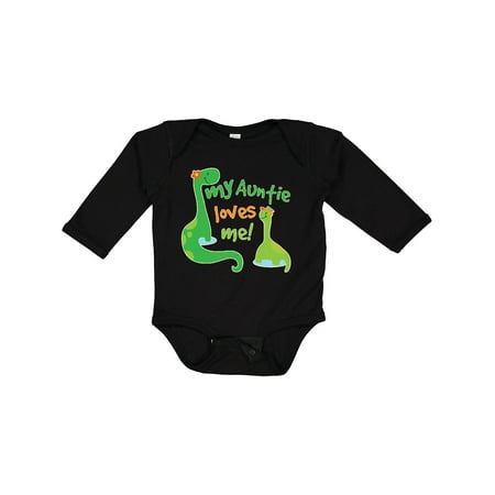 

Inktastic My Auntie Loves Me Dinosaur Gift Baby Boy Long Sleeve Bodysuit