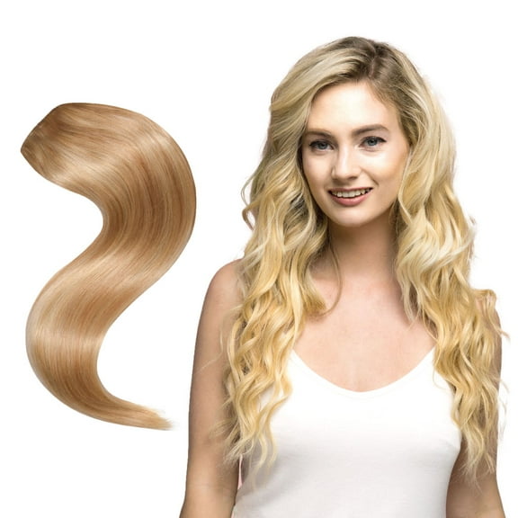 7-Piece Clip-In Hair Extension Set by Joi Hair, Clip Sewn Machine Weft, Premium Remy Human Hair, Full Set for Full Head, 120g 20" #14/22 Golden Blonde