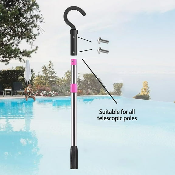 Pool Hook Accessories Hook Pool Cleaning Robot Hook-Accessory for All Robotic Pool Cleaners For Pool Pole Attaches To Telescopic Poles-Works Above & Below Water,Fits Telescopic Poles,Black,3.7x8x1"