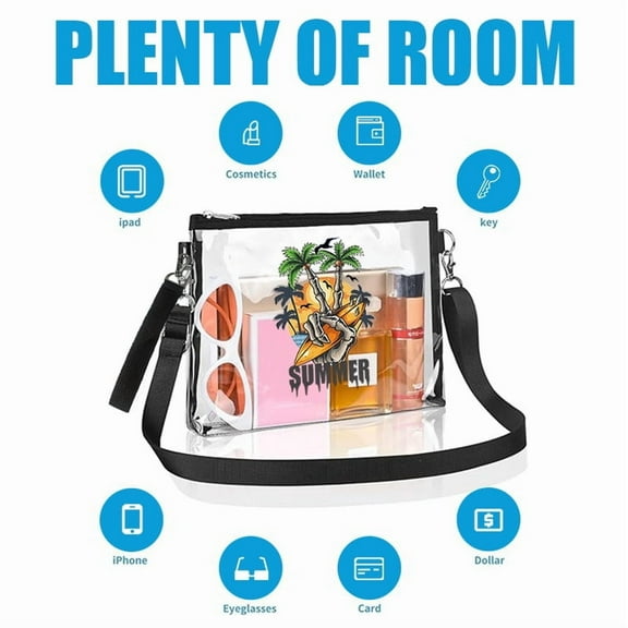 Stadium Approved Clear Bag with Removable Straps for Work Sporting Events and Concert Transparent PVC crossbody bag waterproof coin purse