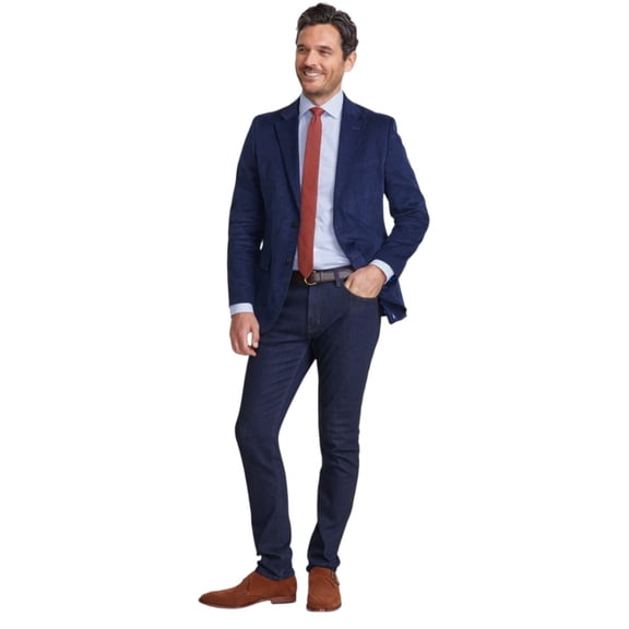 Nautica Mens Modern fit Corduroy Sport Coat Blazer 42 L Blue Solid Stretch