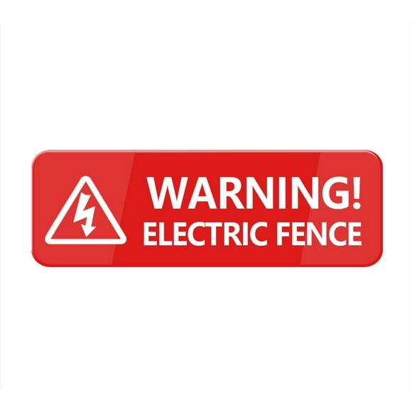 Electric Fence Warning Sign For Door, Acrylic Plastic, Red And White, Rounded Corners, Durable, Long Lasting With Double Sided Tape - 10" X 3"