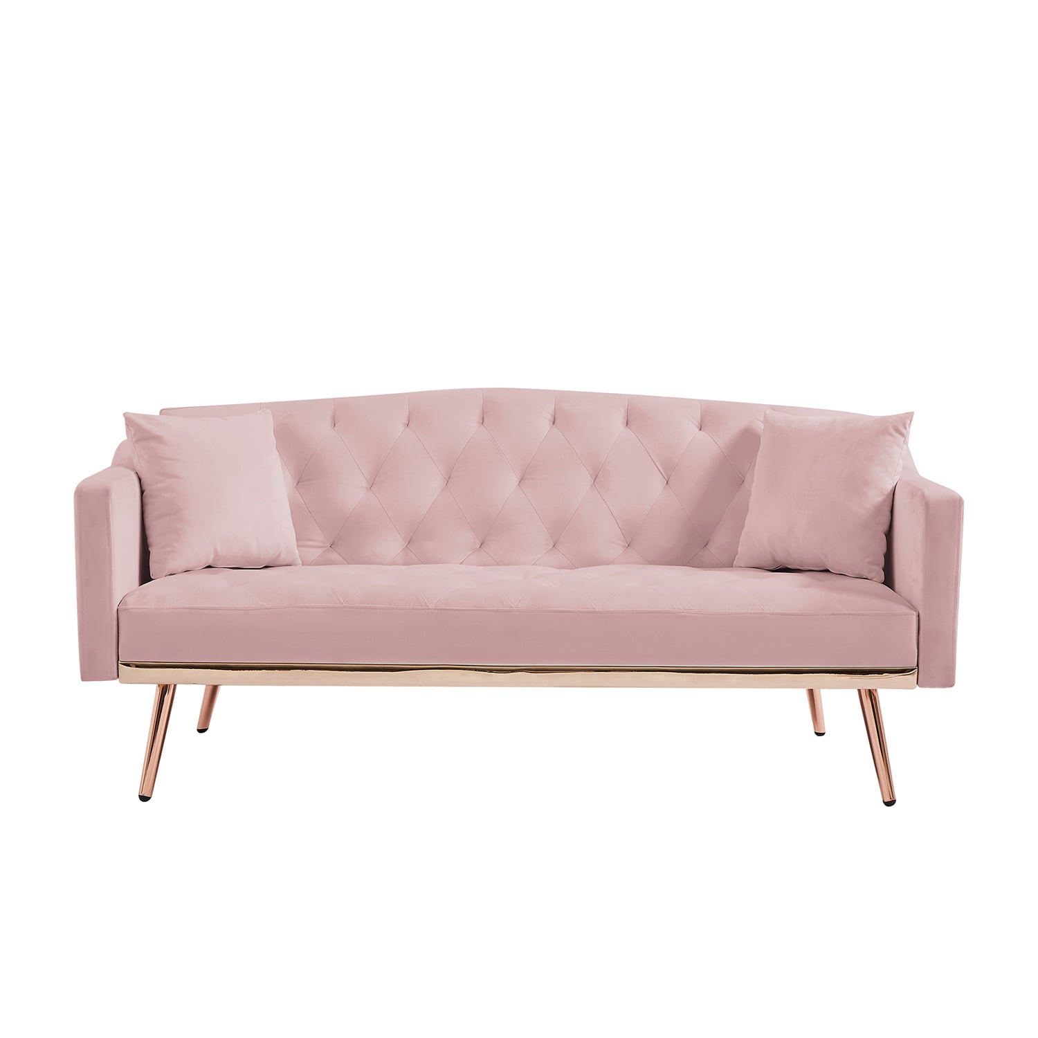 Resenkos Sofa Bed Convertible Sofa Sleeper 61.5" Sofa for Bedroom Fabric Compact Living Space Couch for Apartment and Room, Pink