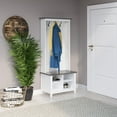 Twin Star Home Hall Tree with Storage Bench in White