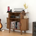 thumbnail image 6 of Small Record Player Stand, Mid-Century Record Player Table with Power Outlet, Vinyl Record Storage Shelf for Living Room (Walnut), 6 of 8