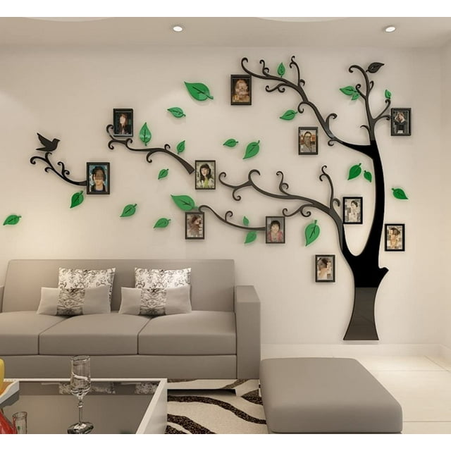 Etiqueta de la pared Árbol 3d Diy Etiqueta de la pared Etiqueta con marco de fotos Árbol de fotos Etiqueta de la pared Decoración de la pared para el hogar Habitación de los niños Sala de estar Dormit Namotu MZQ-0642-4