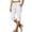 White, variant on Women's Cotton Capri Pants Summer Casual Drawstring Elastic Waist Side Button Split Hem Slim Fit Fashion Trousers