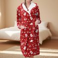 thumbnail image 2 of Women's Fleece Plush Robe Long Warm Plush Bathrobe Loungewear Jacket Printed Comfort Robe, 2 of 5