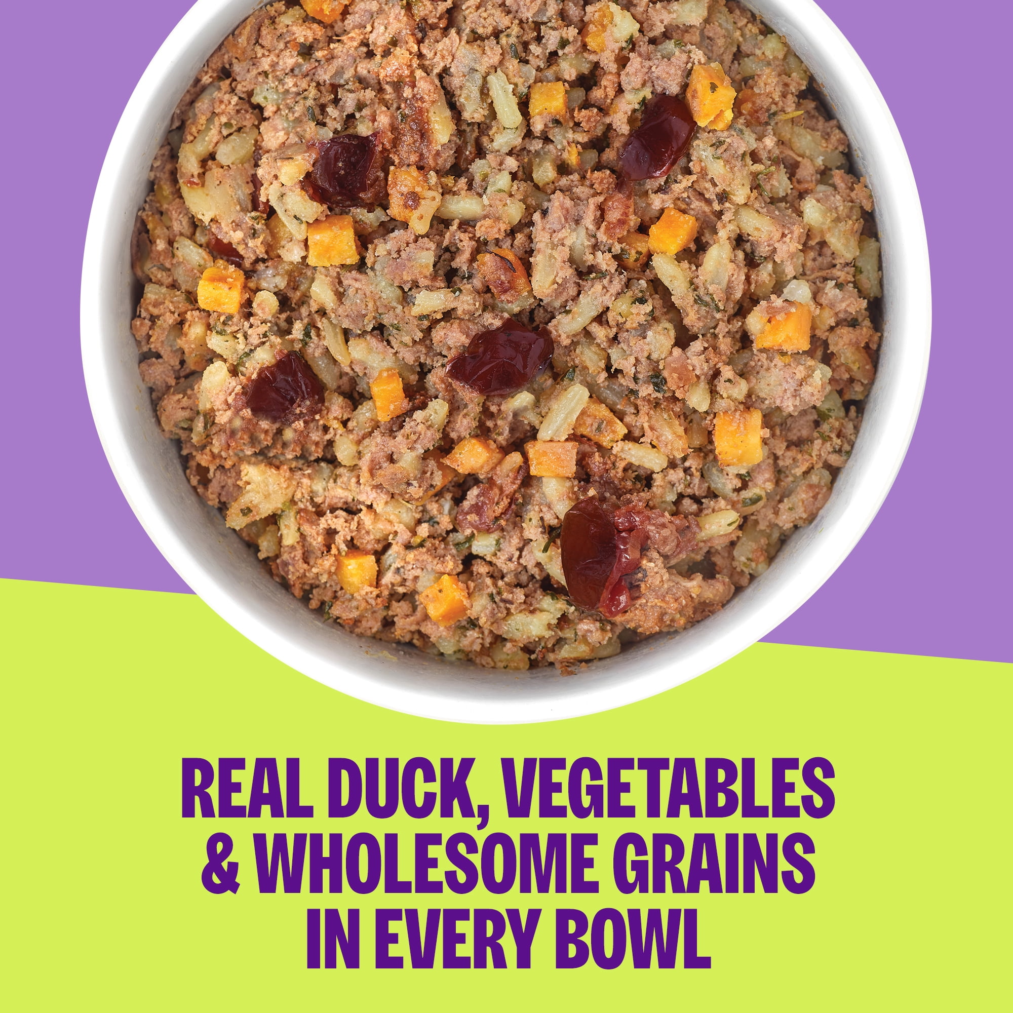 Wellness Protein Bowls, Adult Fresh Alternative Dog Food, Wholesome Grains, 6.2 Ounce Pouch, 6 Pack, (Duck, Sweet Potato & Cranberries Recipe)