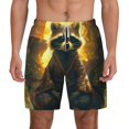 thumbnail image 2 of Picia Tree Meditating Raccoon pattern Mens Swim Trunks with Compression Liner Stretch Beach Shorts Quick Dry with Zipper Pockets No-Chafing Board Shorts-X-Large, 2 of 9