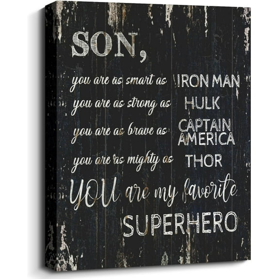 armdgodx Son You Are My Favorite Superhero Vintage Wall Art 16" x 12" Framed Poster
