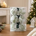 thumbnail image 2 of 2026 Christmas Home Party Decor 8CM Toile Print Fabric Wrapped Christmas Ornaments Balls 6PCS Vintage Chinoiserie Xmas Tree Hanging Decorations With Velvet Ribbon Celebration Party Supplies, 2 of 7