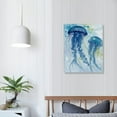 thumbnail image 3 of Lingy Beach Theme Canvas Wall Art, Watercolor Jellyfish, Sea Nautical Artwork Print Wall Decor Framed, Coastal Ocean Paintings Wall Decorations for Home Bathroom, Ready to Hang, 3 of 4