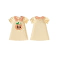thumbnail image 2 of RUINIXCW Girls Halloween Dress Cute Pumpkin Embroidery Doll Collar Puff Sleeve Dress, 2 of 8