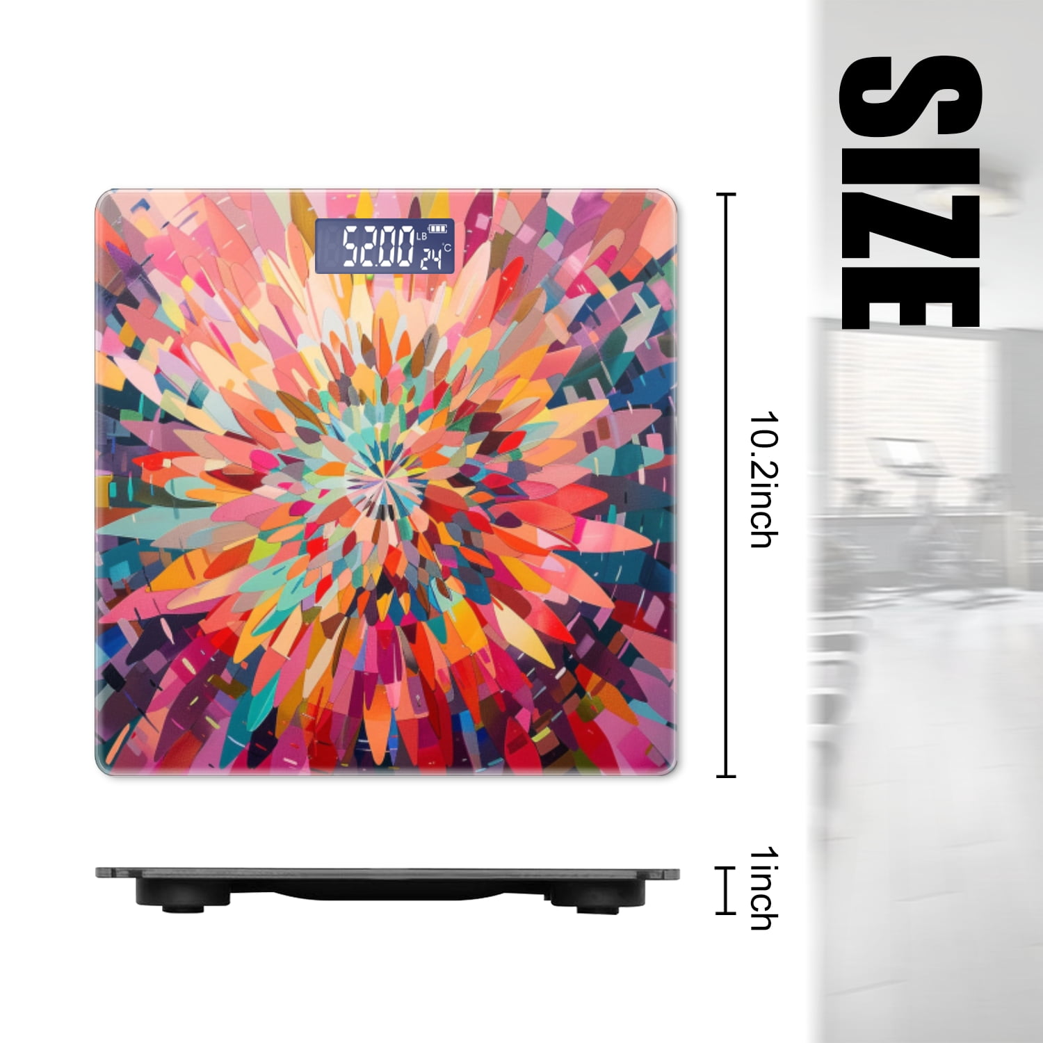 High Precision Body Weight Scale Smart Bathroom Scales with Large LCD Display(400lbs),Decorative for Bedroom-Vibrant And Colorful Abstract Painting Of Explosion