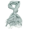 thumbnail image 2 of NYFASHION101 Women's Sheer Metallic Braided Tassel Ends Scarf Shawl Wrap, Silver, 2 of 4