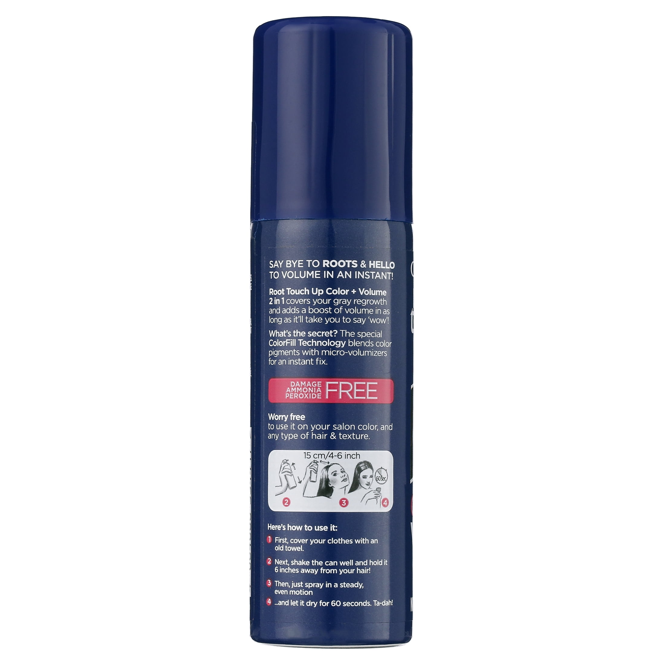 Clairol Root Touch-Up Color and Volume 2-in-1 Spray, Temporary Root Spray Hair Dye, Dark Brown, Hair Color, 1.8 oz