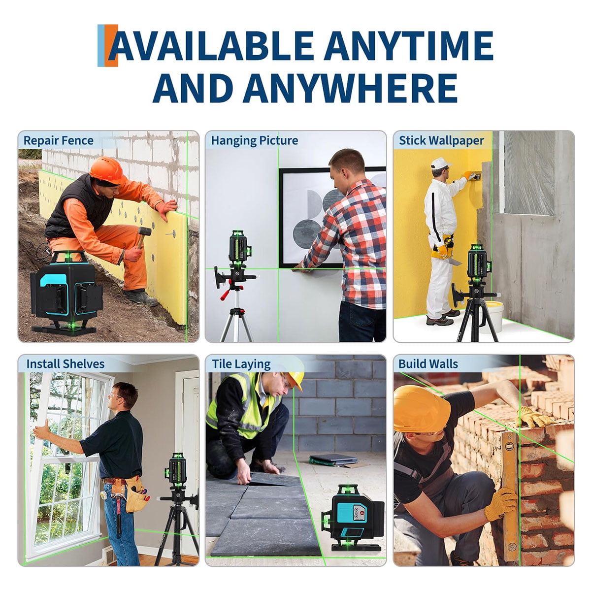 Ataucjin  Laser Level, Green Laser Level with Tripod, 4×360° Self Leveling & Manual & Pulse Mode, 16-Line Laser Tool for Construction, Home Renovation, Picture Hanging