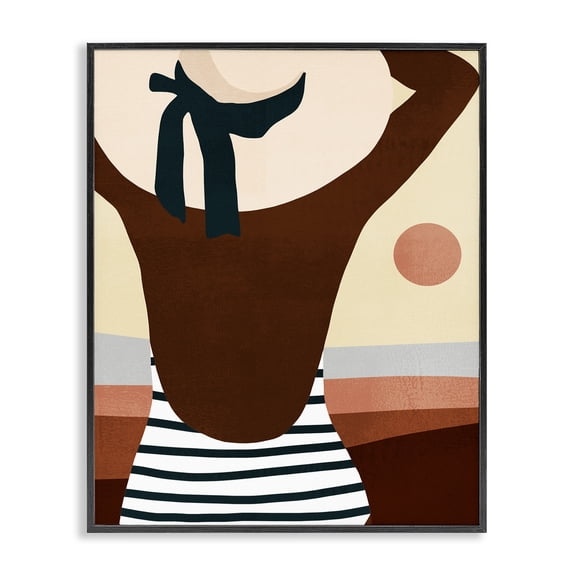 Stupell Industries Coastal Female Back at Beach Coast Black Framed Giclee Art, 11 x 14, by Victoria Borges