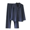 thumbnail image 2 of Men's Button Down Pajama Set Lapel Collar Long Sleeve with Pants Home Wear, 2 of 3