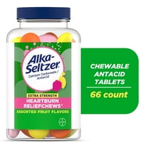 Alka-Seltzer Heartburn Relief and Antacid Chews, Assorted Fruit 66 Count